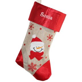 Personalisierter Weihnachtsstiefel aus Leinen und Satin