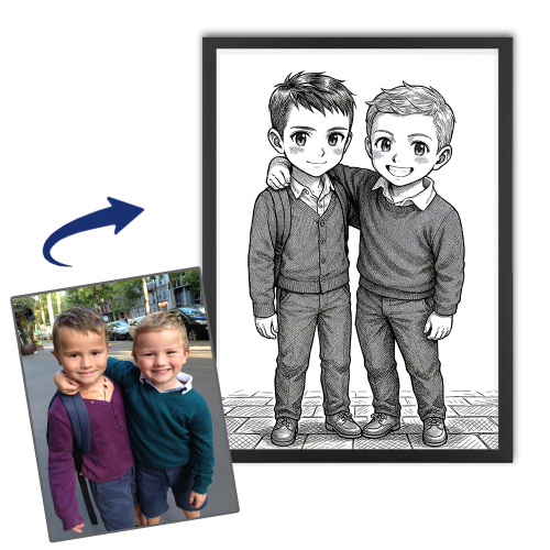 Personalisiertes Portr&auml;t im Vintage-Manga-Stil