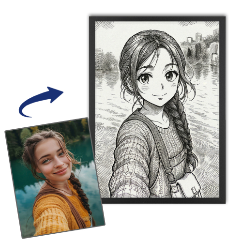 Personalisiertes Portr&auml;t im Vintage-Manga-Stil