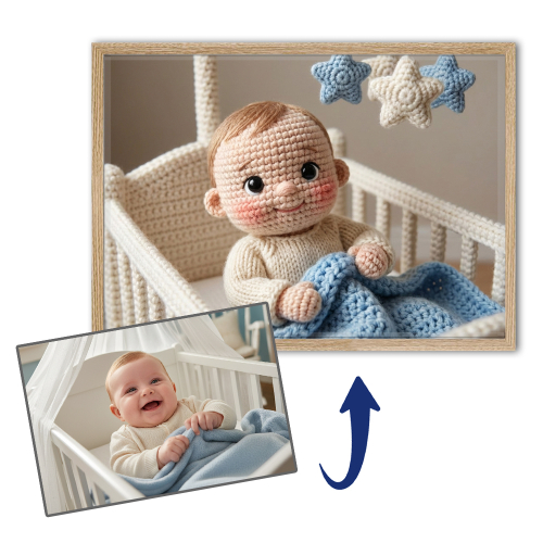 Portr&auml;t Gestrickte Puppe nach Fotovorlage