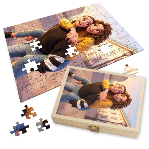 Puzzle aus einem Foto, verwandelt in 3D-Animation