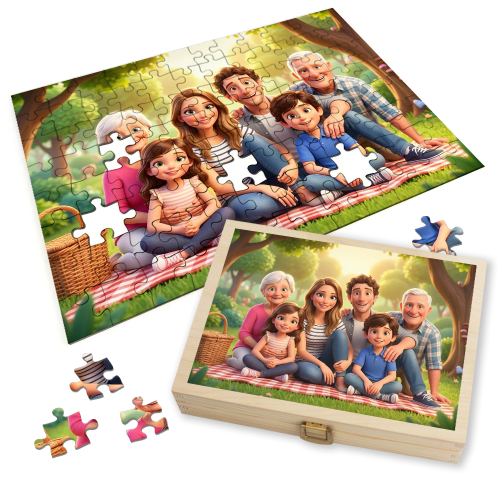 Puzzle aus einem Foto, verwandelt in 3D-Animation