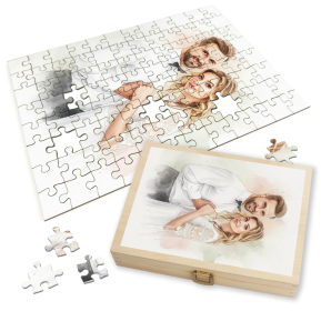 Puzzle aus einem in Aquarell verwandelten Foto