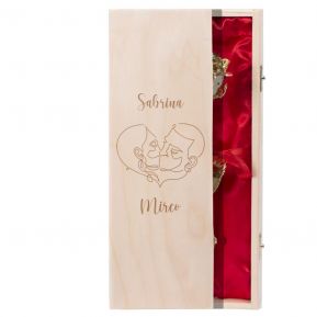 Goldene Rose in Holzkoffer mit Gravur Design Liebe
