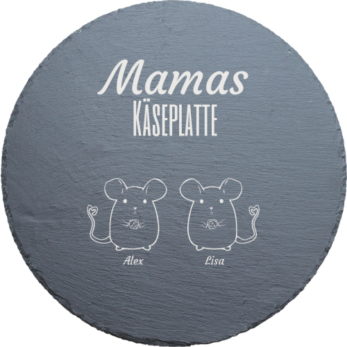 Runde Schieferplatte kleine Mäuse