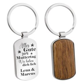 Schlüsselanhänger Muttertag personalisiert Holz und Metall