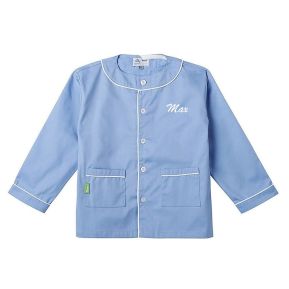 Schulkittel Hellblau mit Name