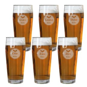 Set aus 6 gravierten Biergläsern