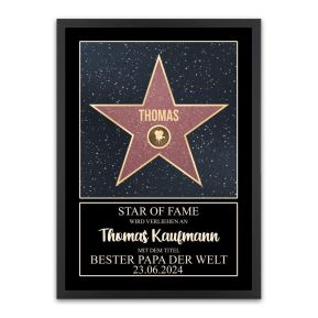 Personalisiertes Zertifikat Walk of Fame eingerahmt