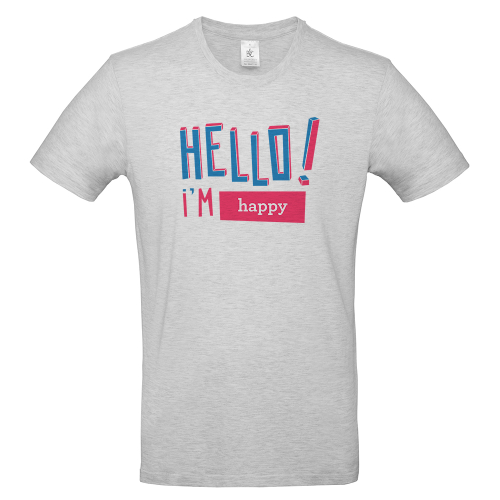 T-Shirt für Herren HELLO personalisiert grau