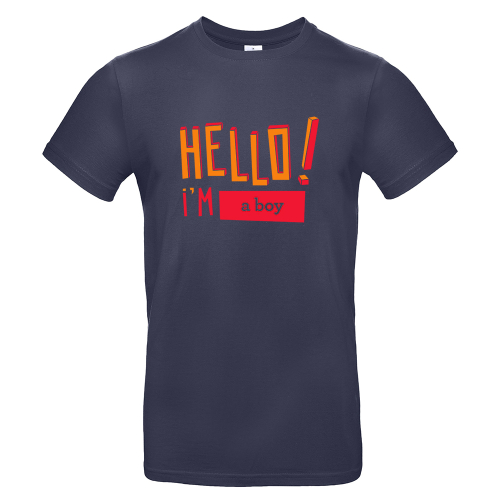 T-Shirt für Herren HELLO personalisiert marineblau