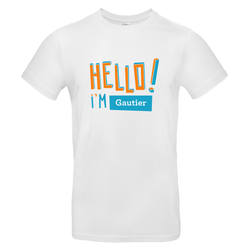 T-Shirt für Herren HELLO personalisiert weiss
