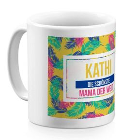 Personalisierte Tasse mit Palmendesign