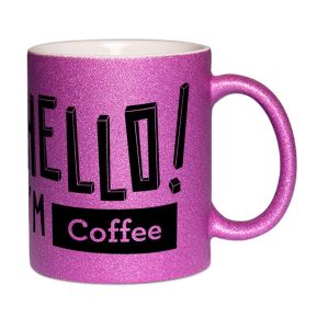 Personalisierte Tasse mit Pailletten HELLO