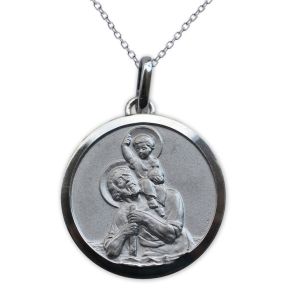 Taufmedaillon Heiliger Christophorus Silber mit Gravur