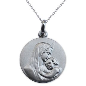 Taufmedaillon Maria mit Jesuskind Silber mit Gravur