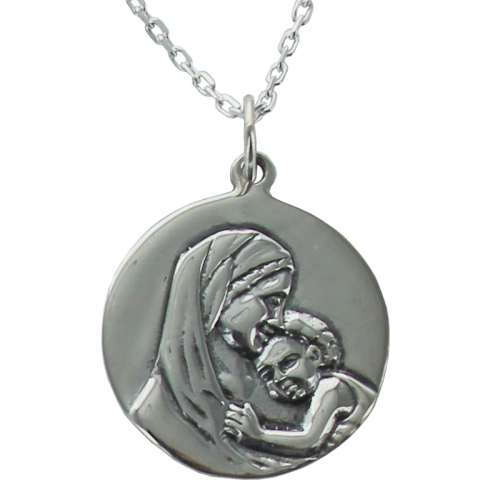 Taufmedaillon Maria und Jesus personalisiert silberfaben