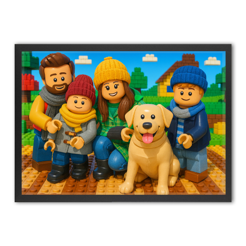 Porträt mit Figuren aus Bausteinen nach einem Foto