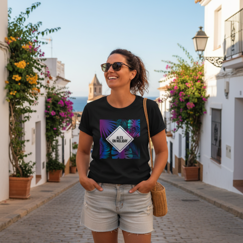 T-Shirt f&uuml;r Frauen personalisiert Summertime 100% Bio-Baumwolle