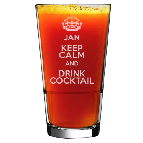 Gravierter Cocktailglas mit Namen Keep Calm