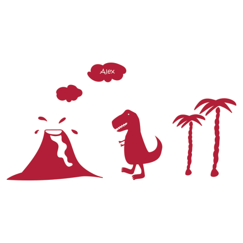 Wandsticker mit Name Dino-Landschaft