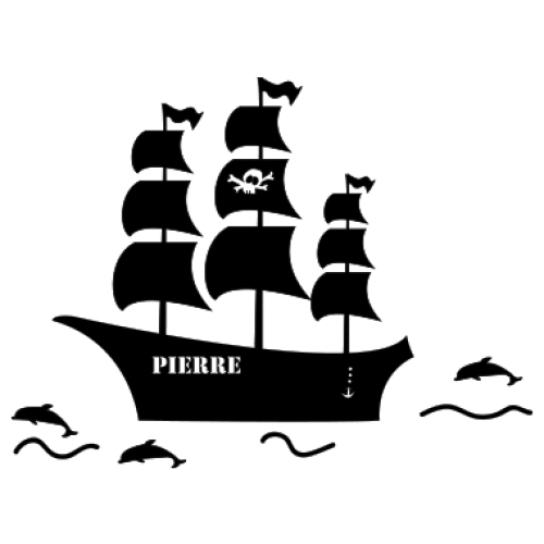 Wandsticker Piratenschiff mit Name