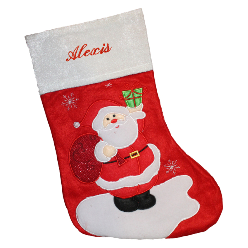 Weihnachtssocke aus Filz mit Stickerei Weihnachtsmann