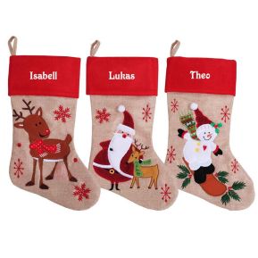 Personalisierter Weihnachtsstiefel im Leinen-Stil Personalisierter Weihnachtsstiefel im Leinen-Stil