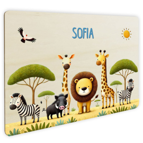 Personalisiertes Trschild aus Holz Safari