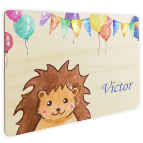 Personalisiertes Trschild aus Holz Tiere und Ballons