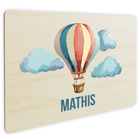 Personalisiertes Trschilder aus Holz Heiluftballon