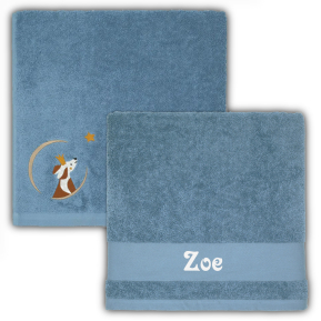 Personalisiertes Kinder-Handtuch 70 x 140 cm - Hund Vergissmeinnicht Personalisiertes Kinder-Handtuch 70 x 140 cm - Hund Vergissmeinnicht