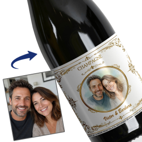 Personalisierte Champagner-Flasche Aquarell nach Fotovorlage