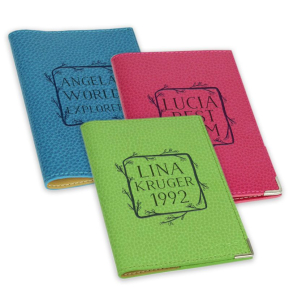 Etui Leder fr Reisepass Blumenrahmen