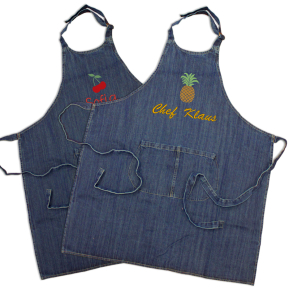 Bestickte Jeans-Schrze