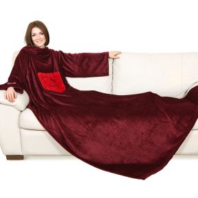Superweiche Kuscheldecke mit rmeln zum Personalisieren bordeauxrot
