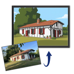 Portrt eines Hauses im Flat-Design nach einem Foto