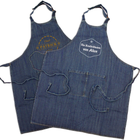 Personalisierte Jeans Schrze mit Label