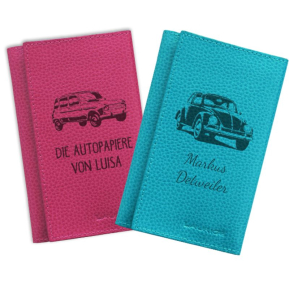 Personalisiertes Retro-Etui fr Autopapiere