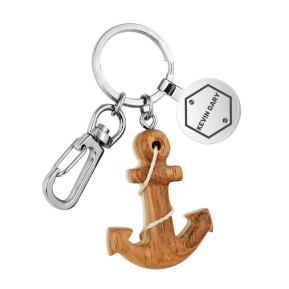 Personalisierter Schlsselanhnger mit Anker aus Holz