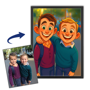Humorvolle Karikatur nach einem Foto