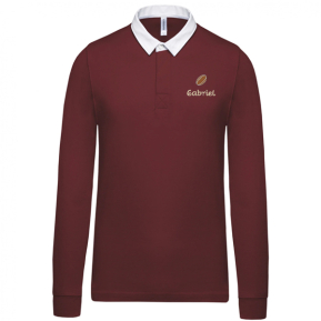 Personalisiertes langrmeliges Poloshirt Rugby mit weiem Kragen