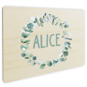 Personalisiertes Trschild aus Holz Blumenrahmen