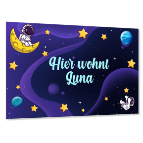 Personalisiertes Trschild frs Kinderzimmer Weltraum