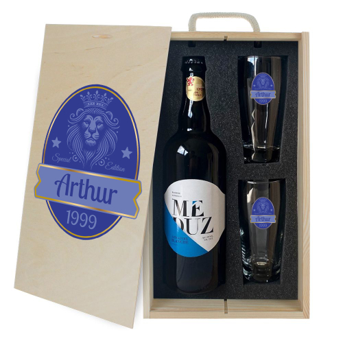 3-teiliges personalisiertes Biergeschenkset Löwe in Farbe 3-teiliges personalisiertes Biergeschenkset Löwe in Farbe
