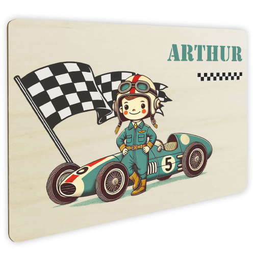 Personalisiertes Türschild Rennfahrer
