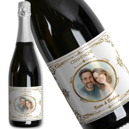Personalisierte Champagner-Flasche Aquarell