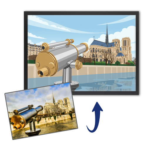 Illustration einer Landschaft im Flat Design basierend auf einem Foto