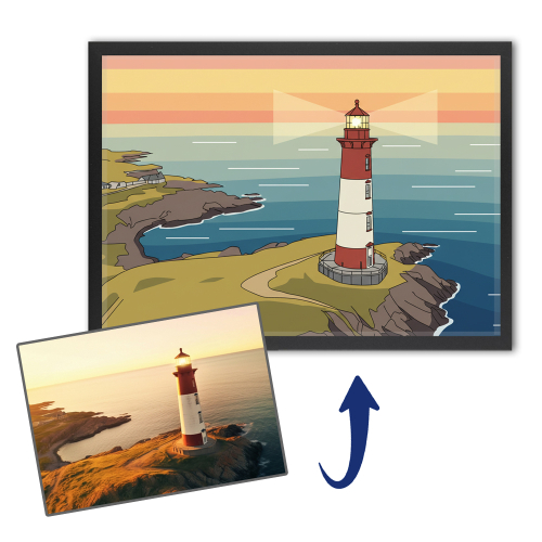 Illustration einer Landschaft im Flat Design basierend auf einem Foto