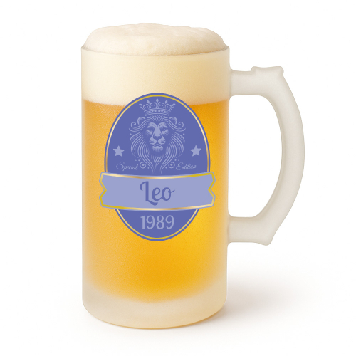 Personalisierter Bierkrug mit Löwenmotiv